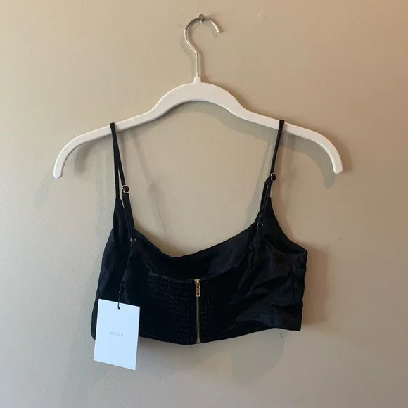DISSH Charli Black Satin Crop Top - Picture 6 of 9